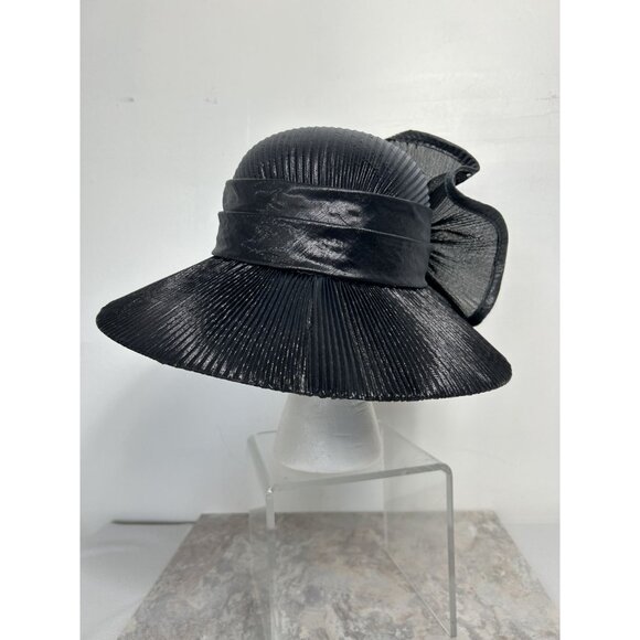 Sophia Collection Women\'s Polyester Pleat Rhinestone Hat in Black - OS main image 5